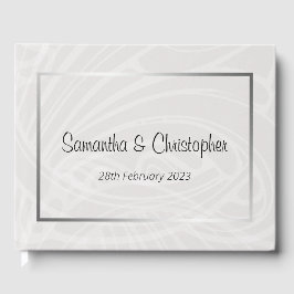シックなシルバーとグレーのダマススワーズ結婚ズ ゲストブック