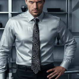 シックなシルバーとブラックの輝結婚き ネクタイ