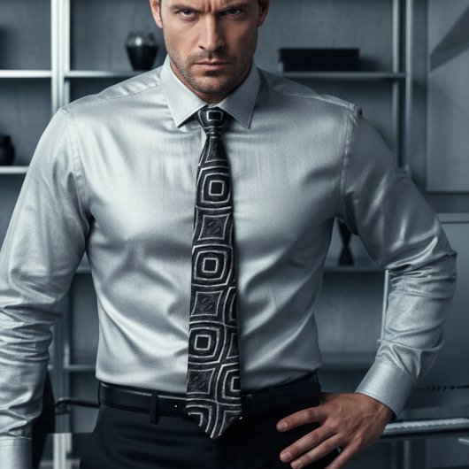 シックなシルバーとブラックの輝結婚き ネクタイ