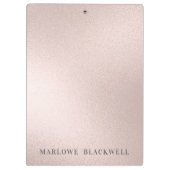 シックなシルバーと赤面ピンクモノグラムグリッター クリップボード (裏面)