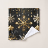 シックなシルバーと金ゴールド雪 バスタオルセット (ウォッシュタオル)