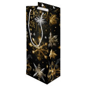シックなシルバーと金ゴールド雪 ワインギフトバッグ (裏面アングル)