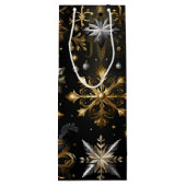 シックなシルバーと金ゴールド雪 ワインギフトバッグ (裏面)