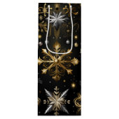 シックなシルバーと金ゴールド雪 ワインギフトバッグ (正面)