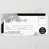 シックなシルバーのブラシストローク箔のギフト証明書のロゴ (正面/裏面)