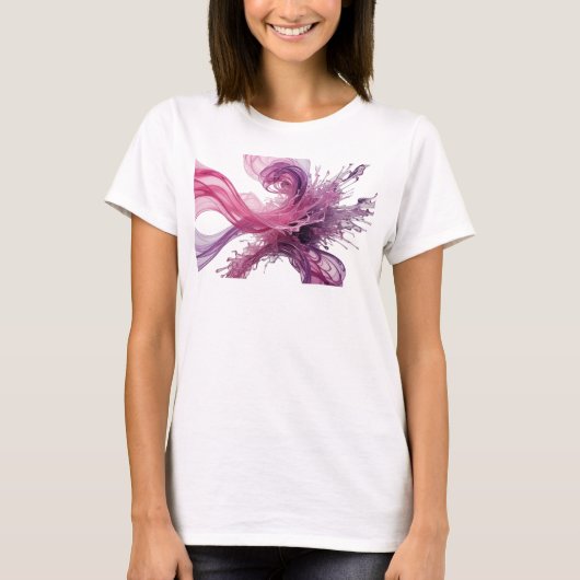 シックなシルバーの抽象芸術グラフィックTシャツ Tシャツ (正面)