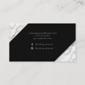 シックなシルバーの白い大理石のスクリプトのメイクアップタイポグラフィ 名刺 (裏面)