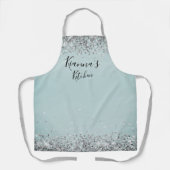 シックなシルバーの輝パーソナライズされたき エプロン (正面)