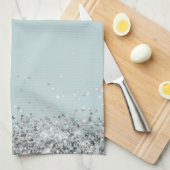 シックなシルバーの輝パーソナライズされたき キッチンタオル (四つ折り)