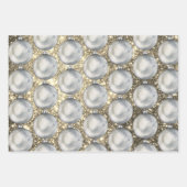 シックなシルバークリスマスボール金ゴールドグリッタースパーク ラッピングペーパーシート (正面)