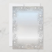 シックなシルバークロスバプティスシルバーグリッター紙吹雪 招待状 (裏面)