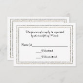 シックなシルバーグリタートリム – RSVPカード (正面/裏面)