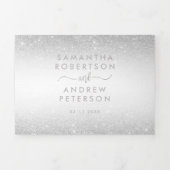 シックなシルバーグリッターグラデーションタイポグラフィホワ結婚イト 三つ折り招待状 (カバー)