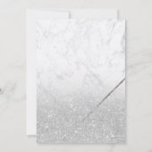 シックなシルバーグリッタースクリプト大理石バルミツワー 招待状 (裏面)