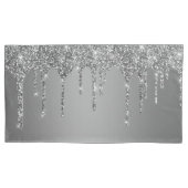 シックなシルバーグリッタースパークルドリップ 枕カバー (正面左)