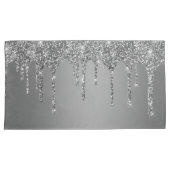 シックなシルバーグリッタースパークルドリップ 枕カバー (正面右)