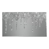 シックなシルバーグリッタースパークルドリップ 枕カバー (裏面-左)