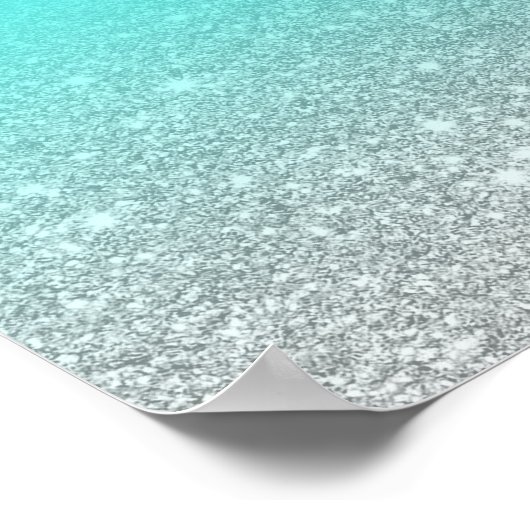 シックなシルバーグリッターティール(緑がかった色)バルミツワーへようこそ ポスター (角)