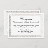 シックなシルバーグリッタートリム – 披露宴の招待 招待状 (正面/裏面)