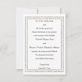 シックなシルバーグリッタートリム–3x5結婚式招待状 招待状