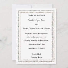 シックなシルバーグリッタートリム – 5x7結婚式招待状 招待状