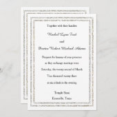 シックなシルバーグリッタートリム – 5x7結婚式招待状 招待状 (正面/裏面)