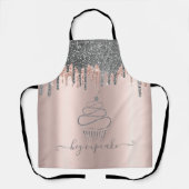 シックなシルバーグリッタードリップスカケバラ金ゴールド エプロン (正面)