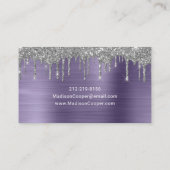 シックなシルバーグリッタードリップスタイリスト 名刺 (裏面)