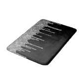 シックなシルバーグリッタードリップスパークルブラック バスマット (アングル)