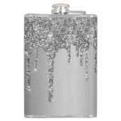 シックなシルバーグリッタードリップスパークルモノグラム フラスク (裏面)