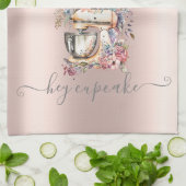 シックなシルバーグリッタードリップスフローラミキサーバラ金ゴールド キッチンタオル (折り畳み)