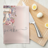 シックなシルバーグリッタードリップスフローラミキサーバラ金ゴールド キッチンタオル (四つ折り)