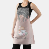 シックなシルバーグリッタードリップスミキサーフラワーズバラ金ゴールド エプロン (インサイチュ)