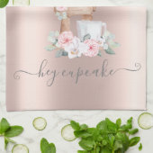 シックなシルバーグリッタードリップスミキサーフラワーズバラ金ゴールド キッチンタオル (折り畳み)