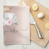 シックなシルバーグリッタードリップスミキサーフラワーズバラ金ゴールド キッチンタオル (四つ折り)