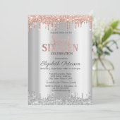 シックなシルバーグリッタードリップバラ金ゴールドスウィート16 招待状 (スタンド正面)