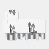 シックなシルバーグリッターハイヒールシューズ フェイバーボックス (折り畳みなし)