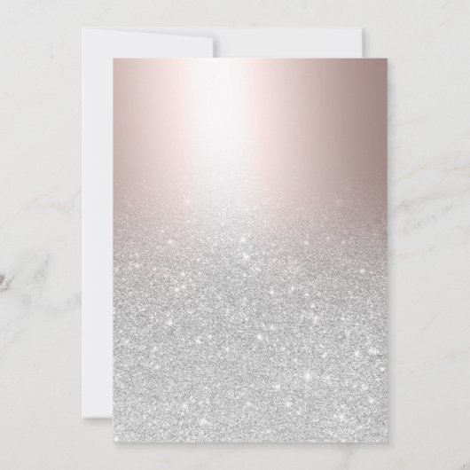 シックなシルバーグリッターバラメタリックフォイルスウィート16 招待状 (裏面)