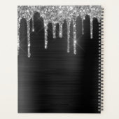 シックなシルバーグリッターブラックブラッシュドメタル2024 プランナー手帳 (裏面)