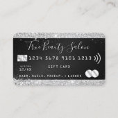 シックなシルバーグリッターブラックメタリッククレジットギフトバス 名刺 (正面)