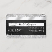 シックなシルバーグリッターブラックメタリッククレジットスタイル部 名刺 (裏面)