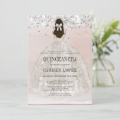 シックなシルバーグリッタープリンセスドレスキンセアニェラ 招待状 (スタンド正面)