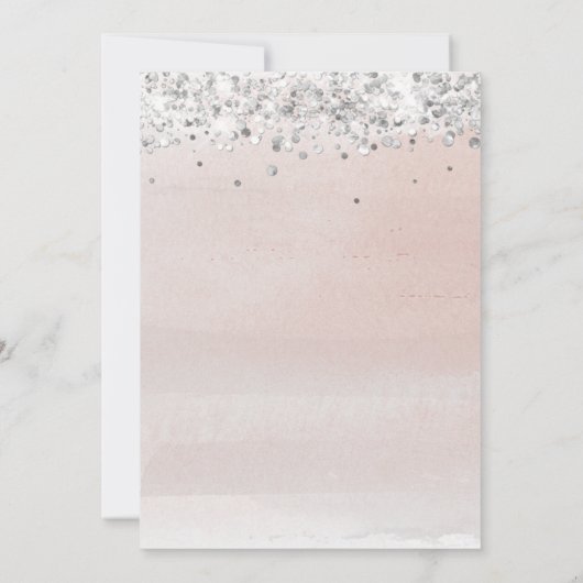 シックなシルバーグリッタープリンセスドレスキンセアニェラ 招待状 (裏面)