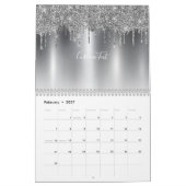 シックなシルバーグレーグリッターモノグラム カレンダー (2月 2027)
