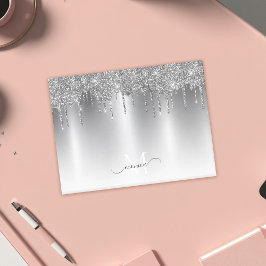 シックなシルバーグレードリッピンググリッターモノグラム名 ポストイット