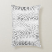 シックなシルバーグレーホワイトスネークプリント アクセントクッション (正面(垂直))