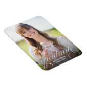 シックなシルバースクリプト写真卒業発表 マグネット (右側)