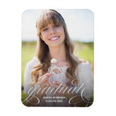 シックなシルバースクリプト写真卒業発表 マグネット (縦)