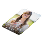 シックなシルバースクリプト写真卒業発表 マグネット (左側)