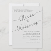 シックなシルバースクリプト結婚式招待状 招待状 (正面)